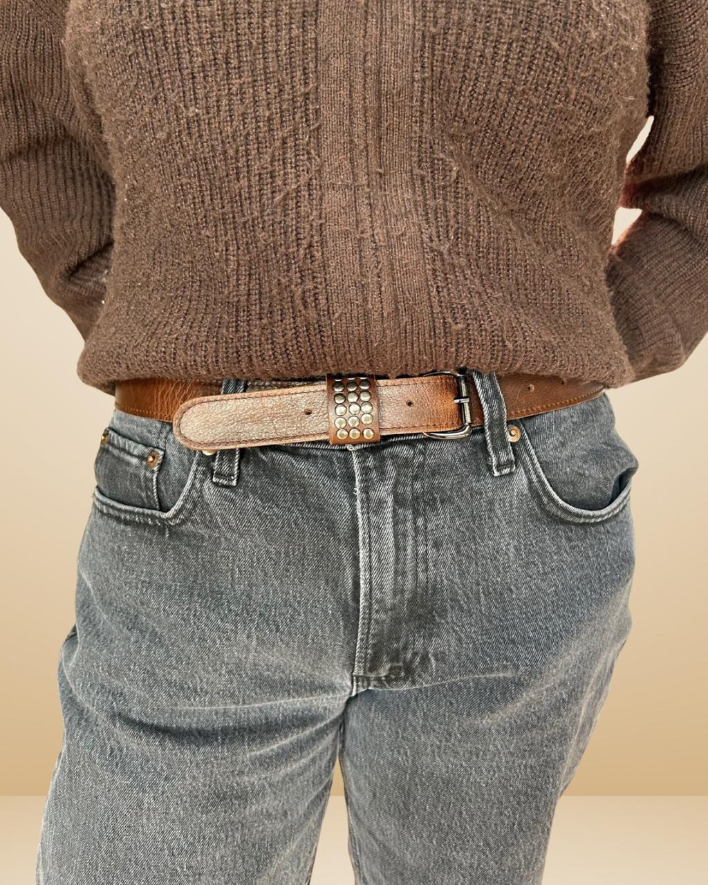 BROWN STUDS BELT